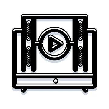 Retro television with play button screen icon Stock Illustration