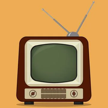 Retro television set with antenna vector flat illustration vintage tv Stock Illustration