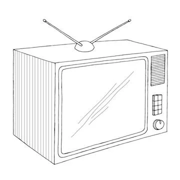 Retro television set graphic black white sketch isolated illustration vector Stock Illustration
