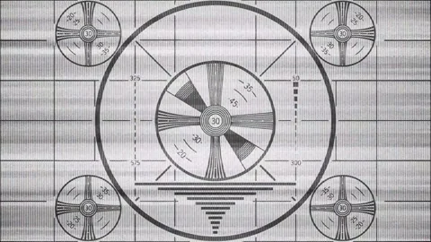 Retro Television Test Pattern with grayscale tones Bars Stock Footage 296369807