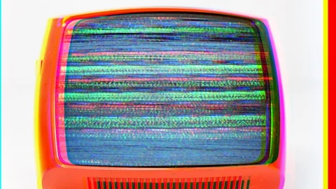 Retro televisions with static and glitches Stock Footage 129272702