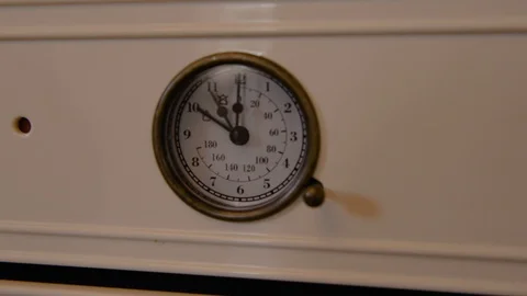 Retro temperature and time sensor, close-up Stock Footage 127629514