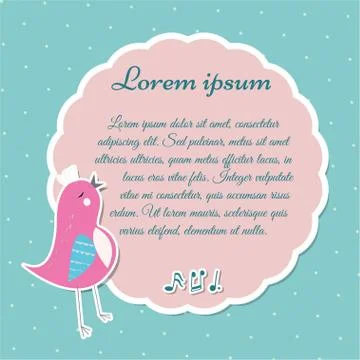 Retro template frame with bird, vector illustration Stock Illustration