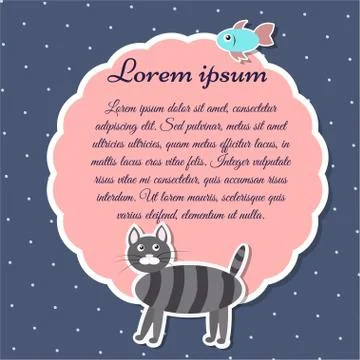 Retro template frame with with a cat Stock Illustration