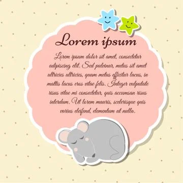 Retro template frame with a little sleeping mouse Illustrazione stock