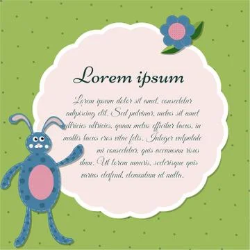 Retro template frame with rabbit, vector illustration Stock Illustration