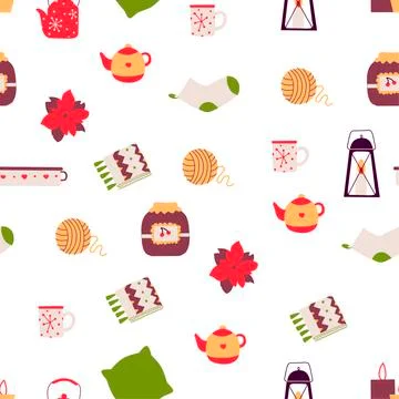 Retro template with winter pattern elements on white background. Vector holiday イラスト素材