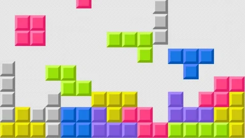 Retro Tetris Falling Blocks Game Transition Wipe Overlay 動画素材 331639241