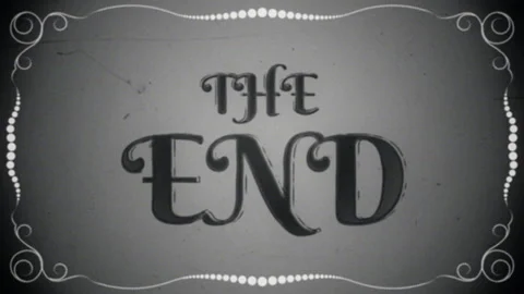 Retro text animation - The End. Recreated frame from a silent film era with text Stock Footage 245371790