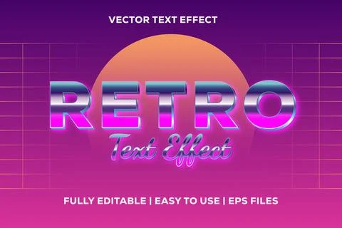 Retro text effect with metallic 80's style Stock Illustration