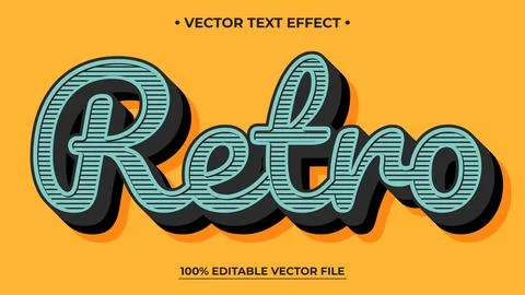 Retro text effect, vintage retro editable text effect style Stock Illustration