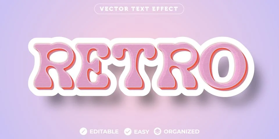 Retro Text Effect,Fully Editable Font Text Effect Stock Illustration