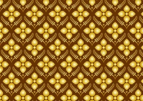 Retro thai flower pattern on brown background Stock Illustration