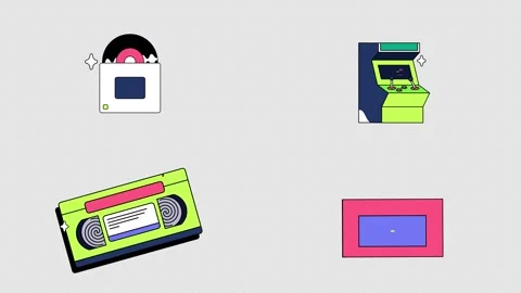 Retro Things Icons Motion Graphics Stock Footage 287682277