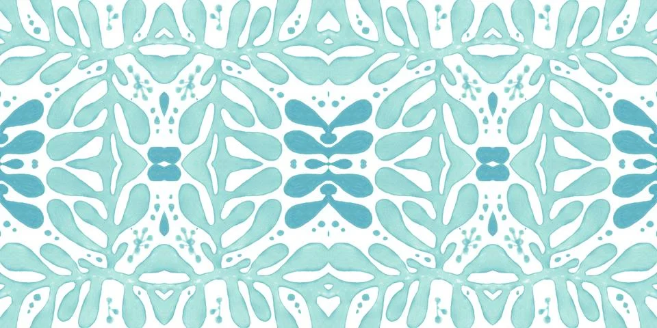Retro tile pattern. Seamless azulejo design. Watercolor portuguese ornament. Illustrazione stock
