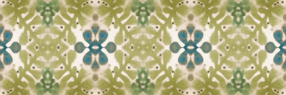 Retro tile pattern. Seamless azulejo design. Watercolor portuguese ornament. Stock Illustration