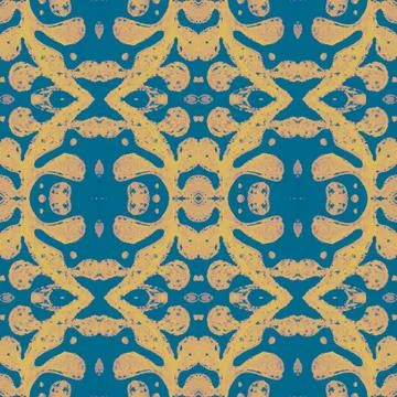 Retro tile pattern. Seamless azulejo design. Watercolor portuguese ornament. イラスト素材