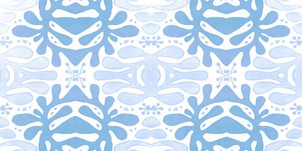 Retro tile pattern. Seamless azulejo design. Watercolor portuguese ornament. Illustrazione stock