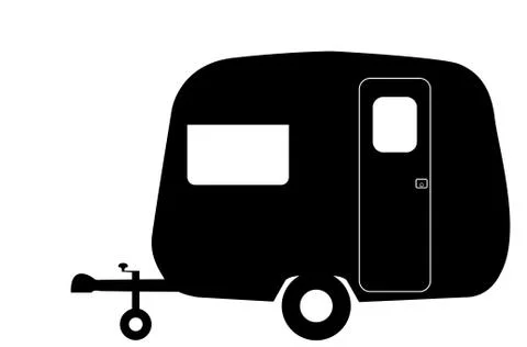 Retro Tiny Caravan Silhouette Stock Illustration