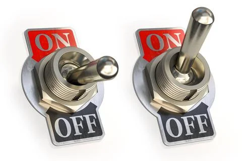 Retro toggle switch ON OFF isolated on white background. Retro toggle swit... Stock Photos