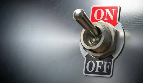 Retro toggle switch ON OFF on metal background. Retro toggle switch ON OFF... Stock Photos