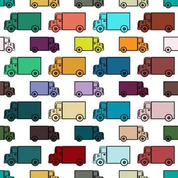 Retro toy trucks seamless pattern Stock Illustration