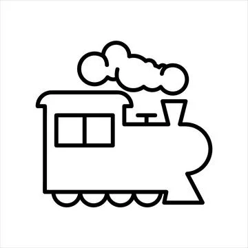Retro train flat icon. Pictogram for web. Line stroke. Isolated on white back Stock Illustration