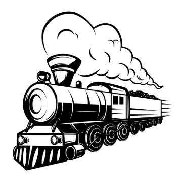 Retro train illustration isolated on white background. Design element for log Stock Illustration