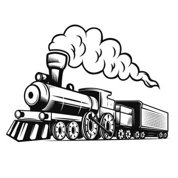 Retro train illustration isolated on white background. Design element for log Stock Illustration