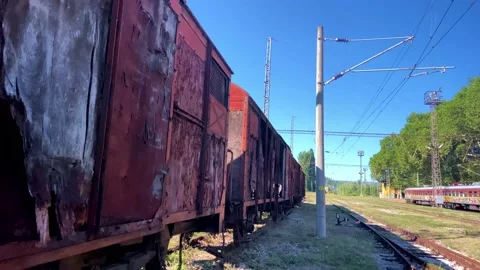 Retro Train. Old Train At The Station. An Old Abandoned Train Carriage. Stock Footage 151262662
