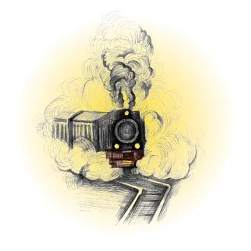 Retro train, vintage vector symbol, emblem, label template Stock Illustration