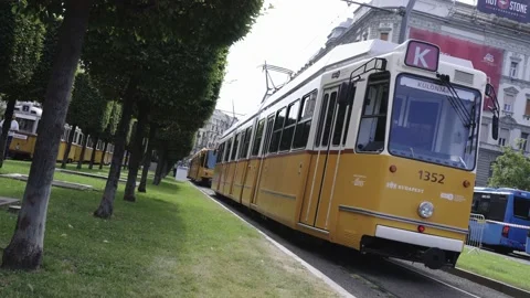 Retro Tram in Budapest Video stock 197324791