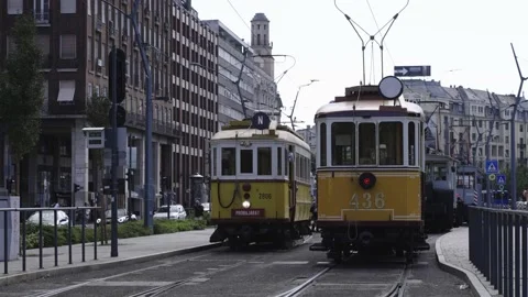 Retro Tram in Budapest Video stock 197324793