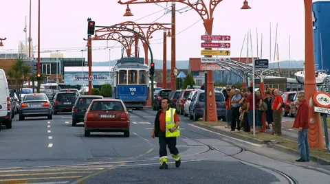 Retro tram Stock Footage 3546139
