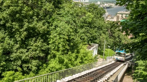Retro transport - Funicular in the historical district of Kiev, Ukraine 1 Stock Footage 64359606