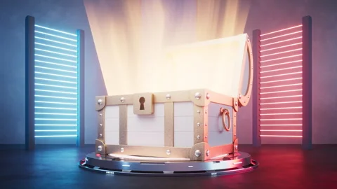 Retro treasure box, 3d rendering. Stock Footage 287011016