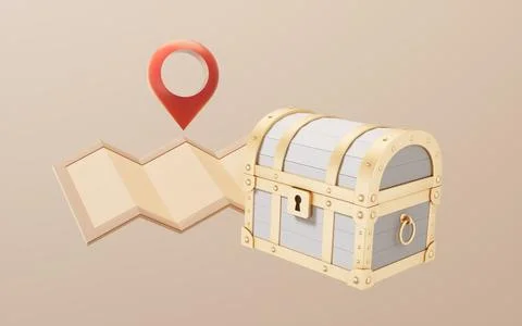 Retro treasure box, 3d rendering. Stock Illustration