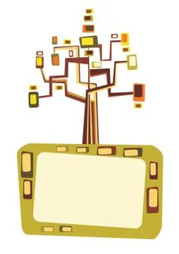 Retro tree with screen space for text, vector illustration Illustration
