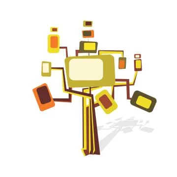 Retro tree with space for text, vector illustration Stock Illustration