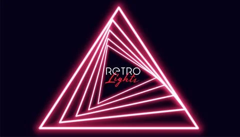 Retro triangle neon lights geometric background design Stock Illustration