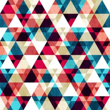 Retro triangle seamless texture with wood effect Stock Illustration