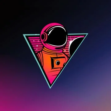 Retro triangular astronaut laser disco vector illustration Stock Illustration