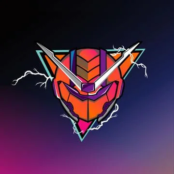 Retro triangular robot head laser vector illustration Stock Illustration