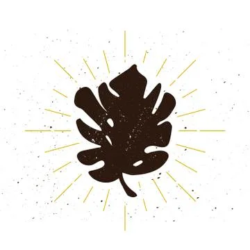 Retro tropical leaf silhouette logo Stock Illustration