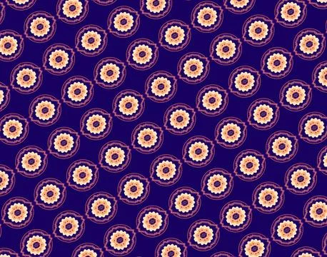 Retro tropical teal: repeatable decorative tile pattern in neon orange, can.. Illustrazione stock