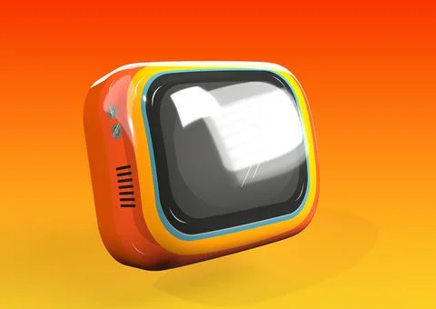 Retro TV 3D Render on a Colourful orange and yellow background Stock Illustration