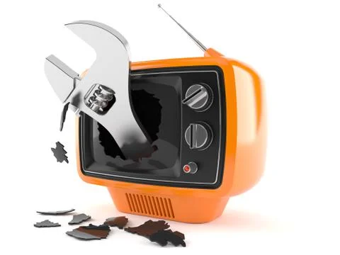 Retro TV with adjustable wrench Stockillustratie