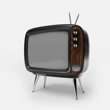 Retro TV blank screen template. Mockup isolated on white background - 3d rend Stock Illustration
