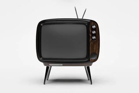 Retro TV blank screen template. Mockup isolated on white background - 3d rend Stock Illustration