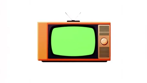 Retro TV with chromakey on a white background Stock Footage 284246566